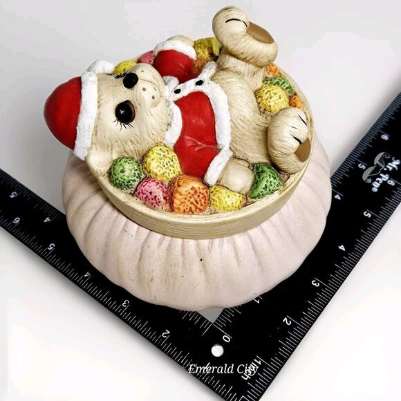 Vtg Dona's Mold Inc. Bear Sugar Gum Drops Trinket Box Candy Dish Christmas Decor - Picture 8 of 12